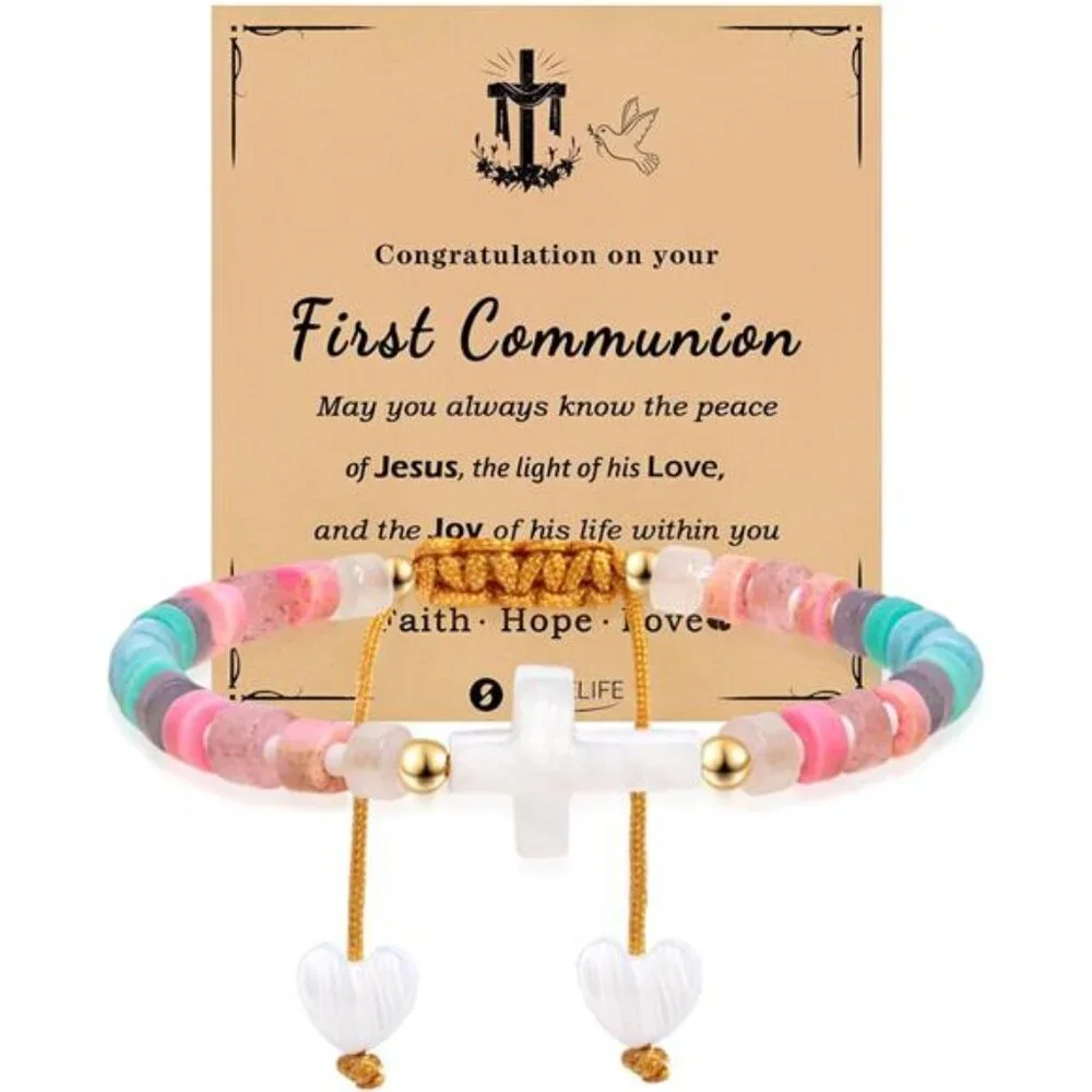 Cross Bracelet for Women, Girls & Boys - First Communion, Baptism & Christian